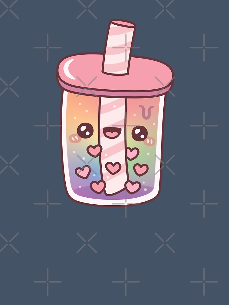Cute Rainbow Bubble Tea With Heart Boba Pearls by rustydoodle