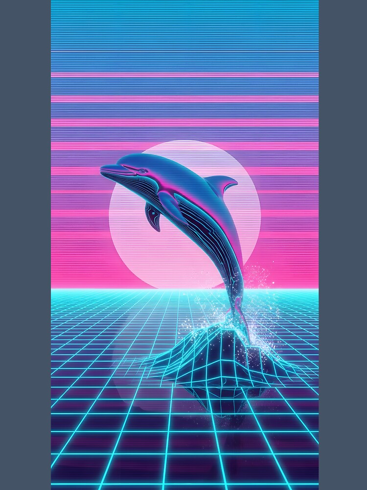 Neon Chrome Dolphin - Vaporwave Seapunk Sunset by powersunlight