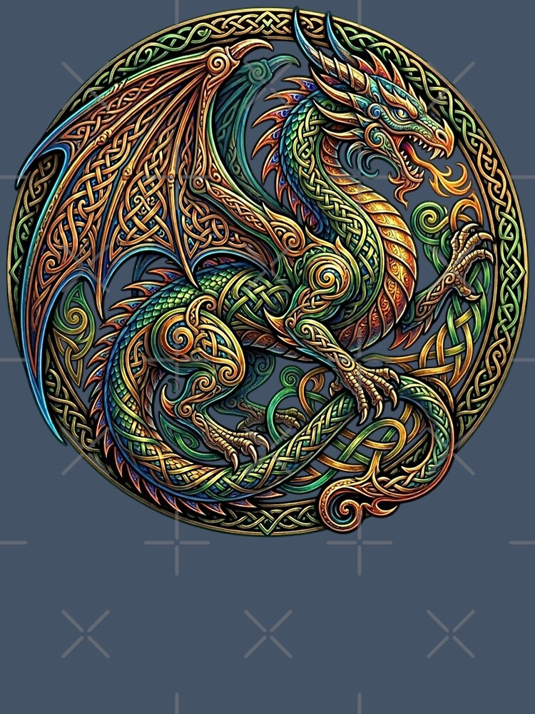Celtic Dragon Scales Circle Iridescent Knotwork by Johan Proud Blade
