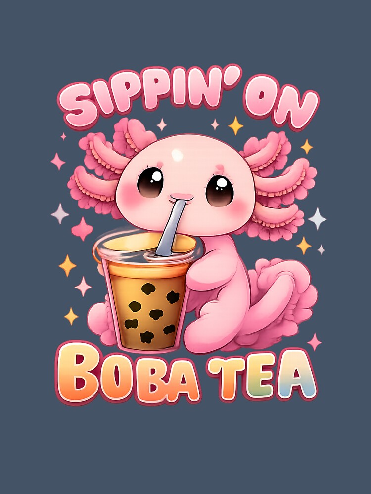 Cute Axolotl Sippin’ on Boba Tea – Kawaii Animal Lover Shirt by © Zenscape Studio 2025