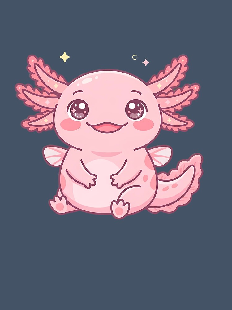 Cute Kawaii Axolotl Pastel Pink Chibi Sticker Art by LYZ7VANI