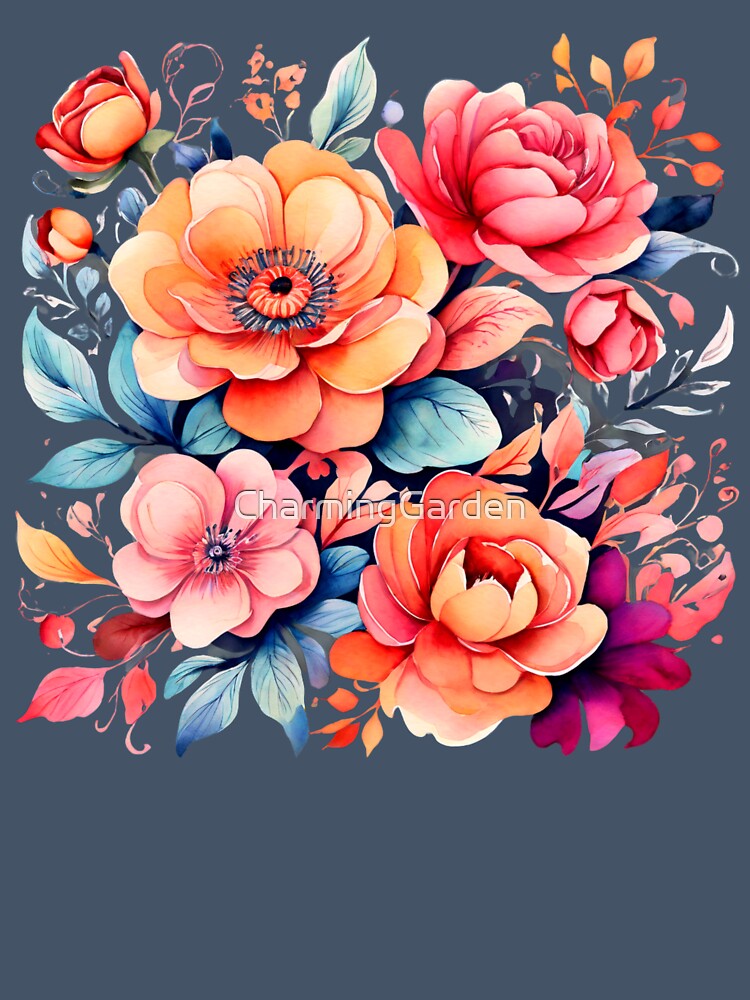 Sunset Petals – Retro Watercolor Bloom Burst by CharmingGarden