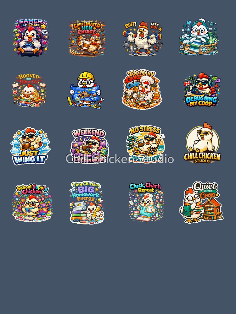 Cute Chicken Collection Funny Cartoon Hen Characters by Chill Chicken Studio