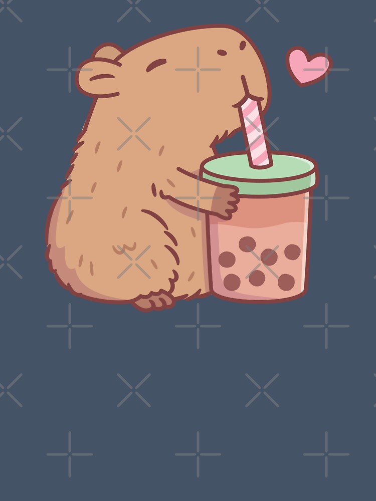 Cute Capybara Loves Bubble Tea by rustydoodle