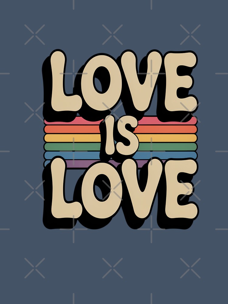 Love Is Love Retro 70s Pride Typography Vintage Rainbow Design by stickercuffs