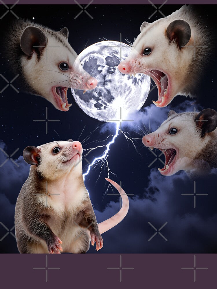Funny Three Possum Moon Design – Retro Animal Meme by JonHale