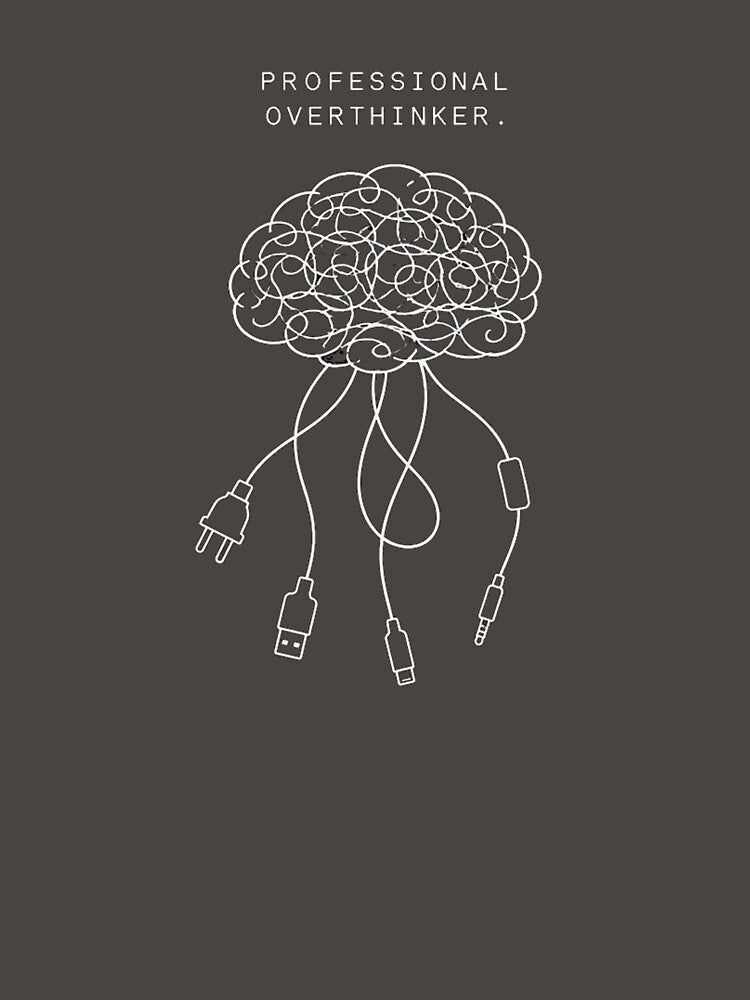 Professional Overthinker - Funny Minimalist Brain Graphic Tee by Golden Era Studio