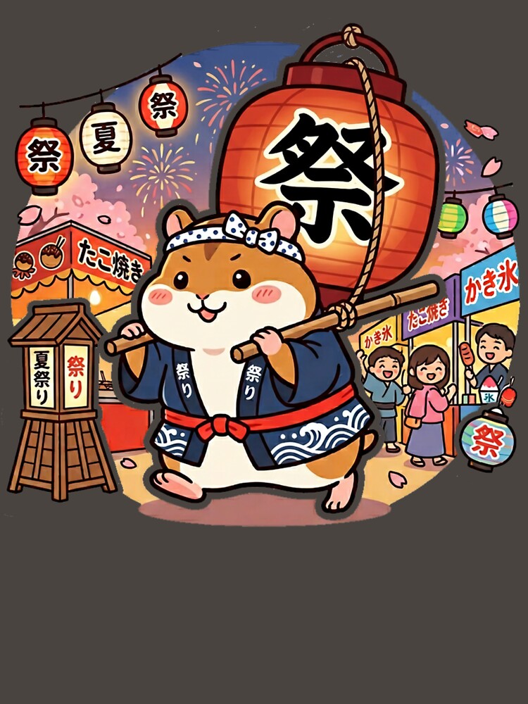 Kawaii Festival Hamster Carrying a Matsuri Lantern – Japanese Summer Festival Sticker by kawaii animal store (in Japan)