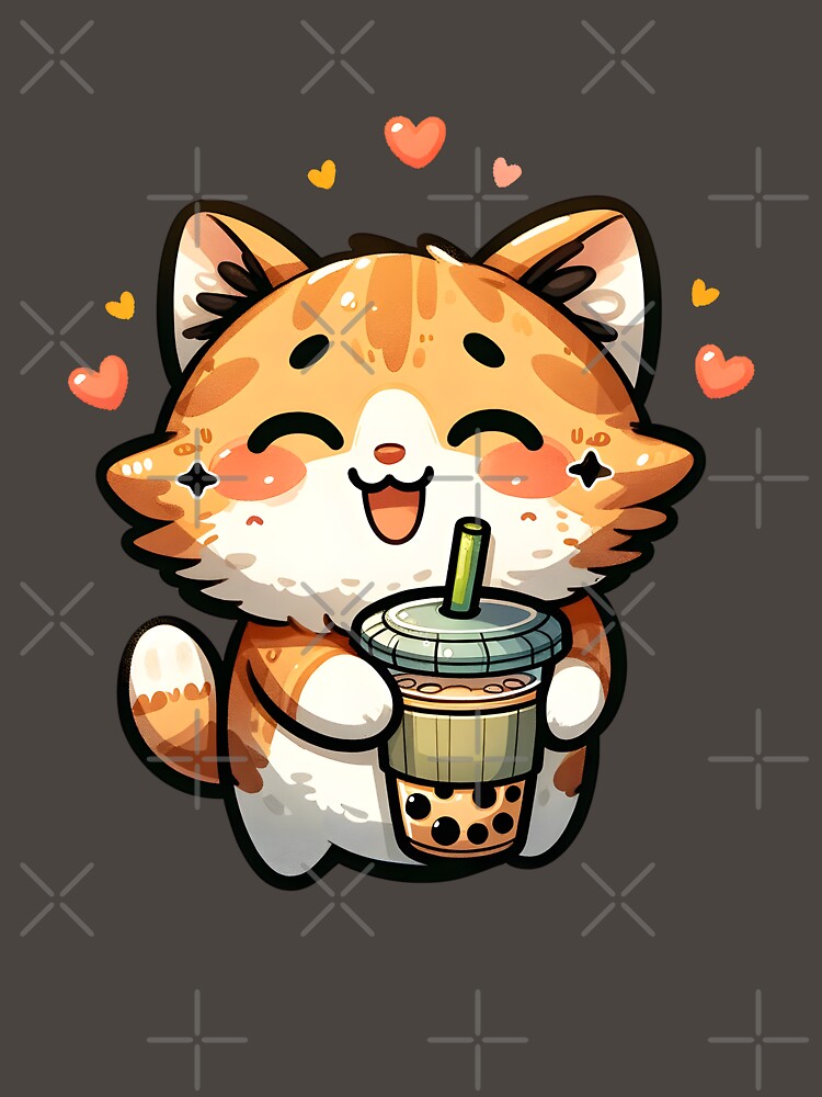 Cute Cat And Boba Tea by DominDesigns