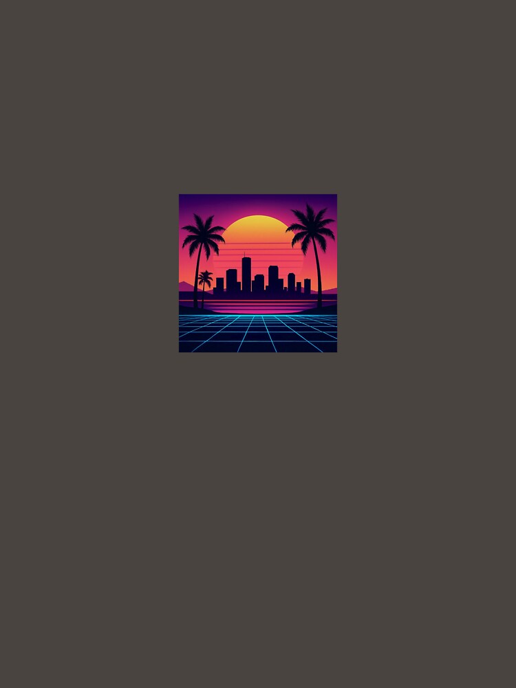 Retro 80s Synthwave City - Neon Sunset and Palm Trees Aesthetic by Aram92Designs
