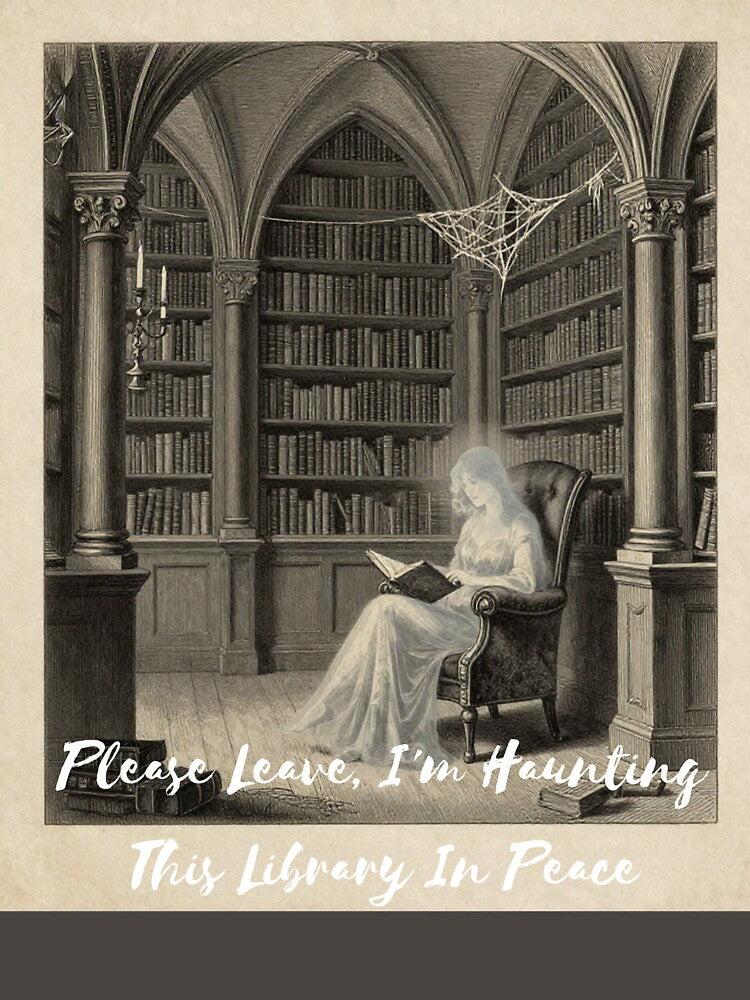 Vintage Victorian Gothic Ghost Library Sarcastic by Goldenhourtees