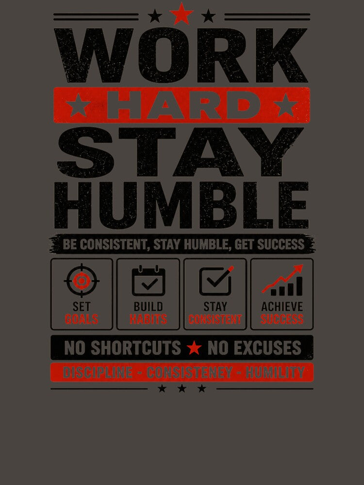 Word Hard Stay Humble - Discipline Motivation Mindset Design by DomKo10