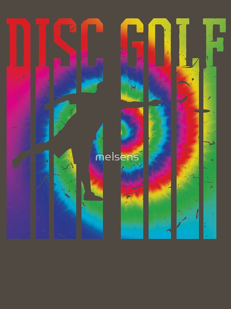 Retro Disc Golf Silhouette Art | Vintage Tie Dye Frisbee by melsens