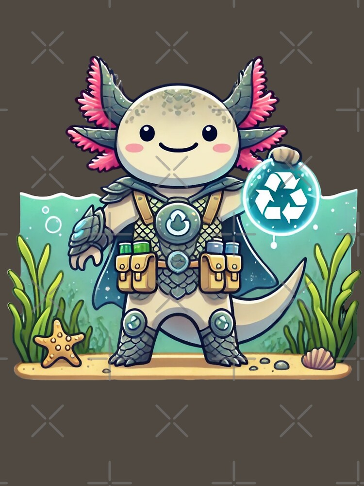 Axolotl Recycler – Kawaii Ocean Guardian by I AM BRO