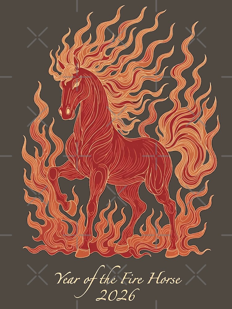 Year of the Fire Horse 2026 Fiery Zodiac Design by PixelQ