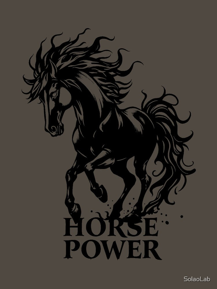 Fire Horse Power, Black and Grey, Gothic Style by SolaoLab