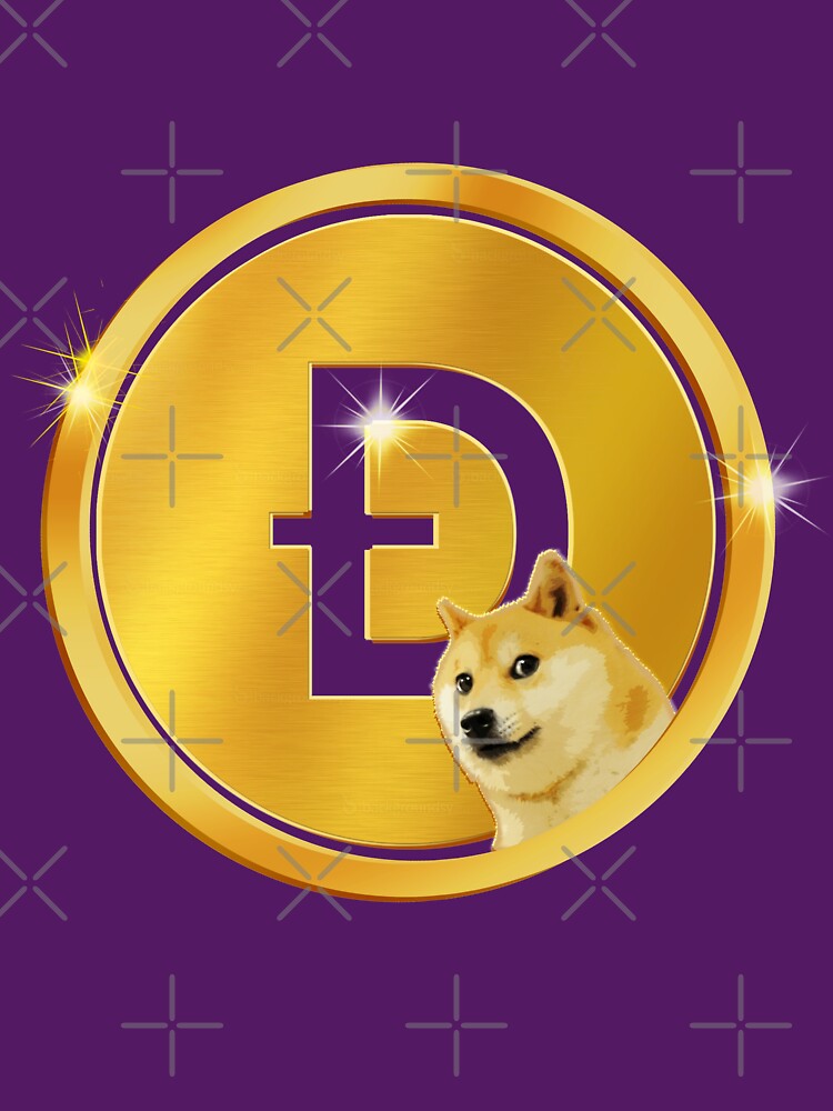Golden Dogecoin Currency Emblem - Royal Violet & Gold Crypto Art by Art-PraveenRai