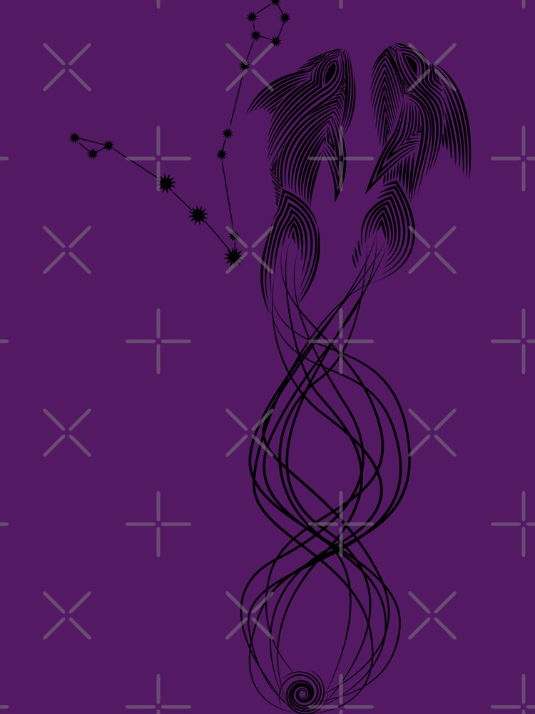 Pisces Zodiac Constellation Black Minimalist Line Art by JAMerArc