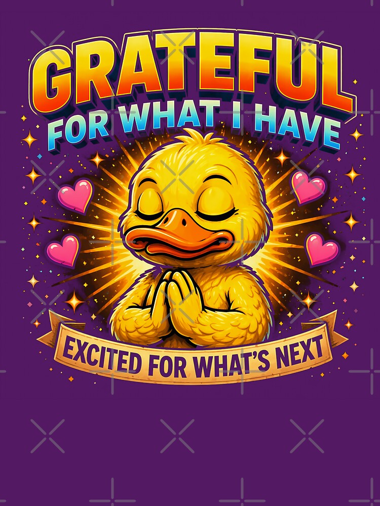 Grateful For What I Have Duck T-Shirt | Positive Mindset Cute Duck Design | Gratitude and Self Growth Motivational Gift by FunkyVista