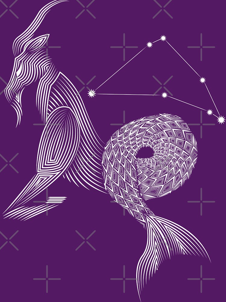 Capricorn Zodiac Constellation Minimalist Art White by JAMerArc