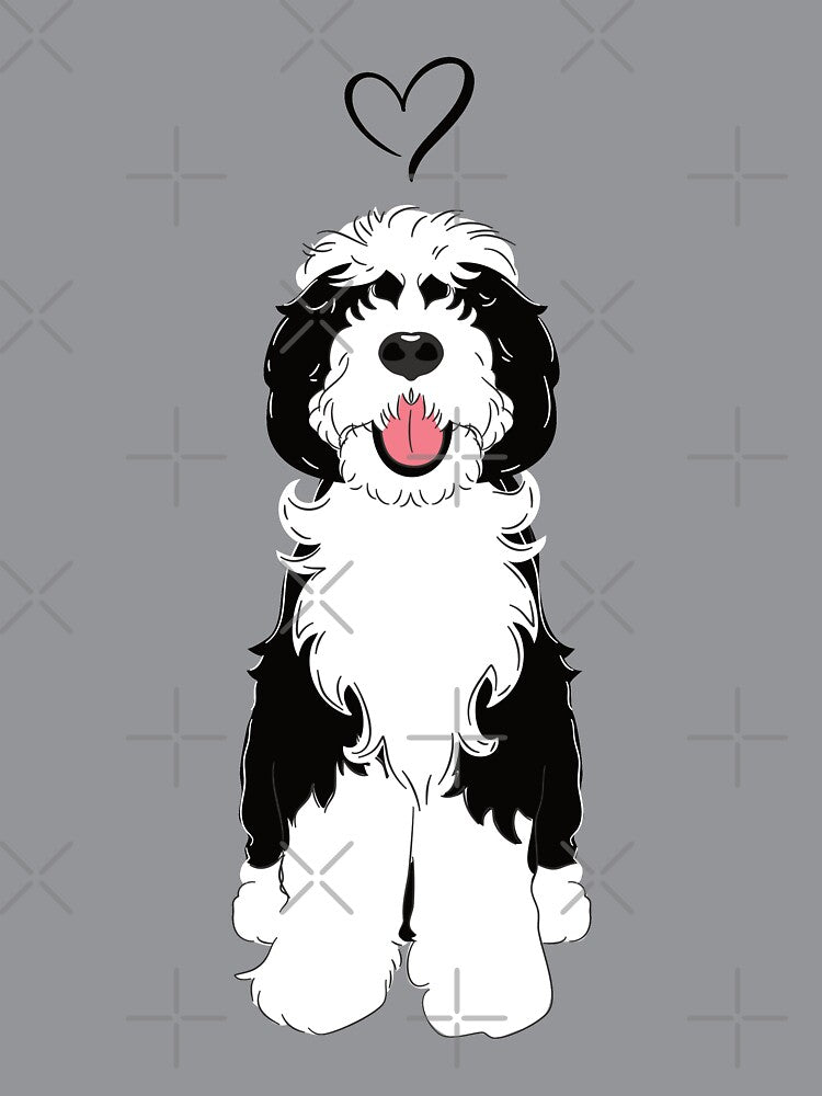 LOVE Black and White Sheepadoodle 1 by Lulupainting