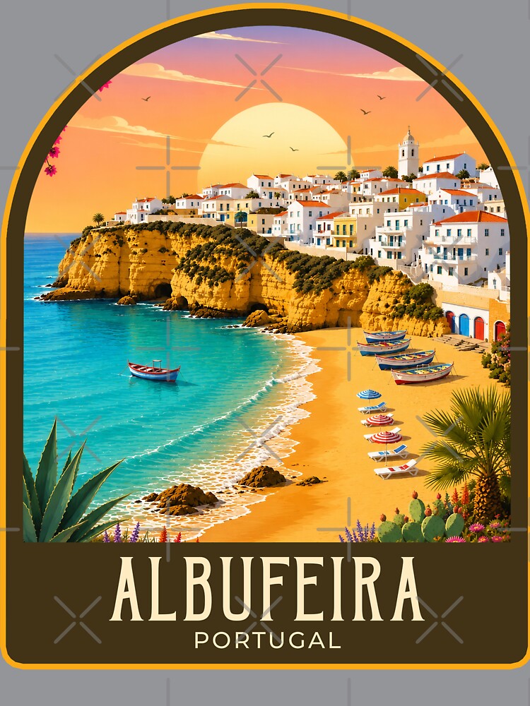 Albufeira Vintage Travel Illustration by HomeLivingCo