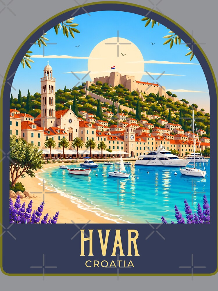 Hvar Vintage Travel Illustration by HomeLivingCo