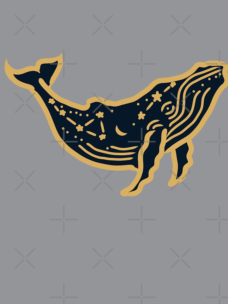 Celestial Whale Constellation Navy Gold Cosmic Ocean by HopeAndHustle