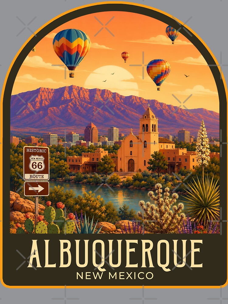 Albuquerque Vintage Travel Illustration by HomeLivingCo