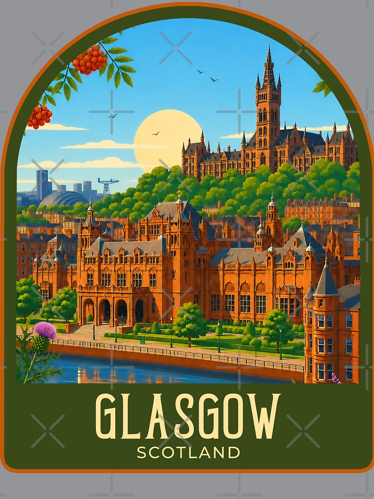 Glasgow Vintage Travel Illustration by HomeLivingCo