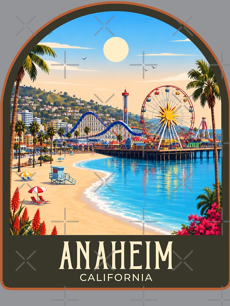 Anaheim Vintage Travel Illustration by HomeLivingCo