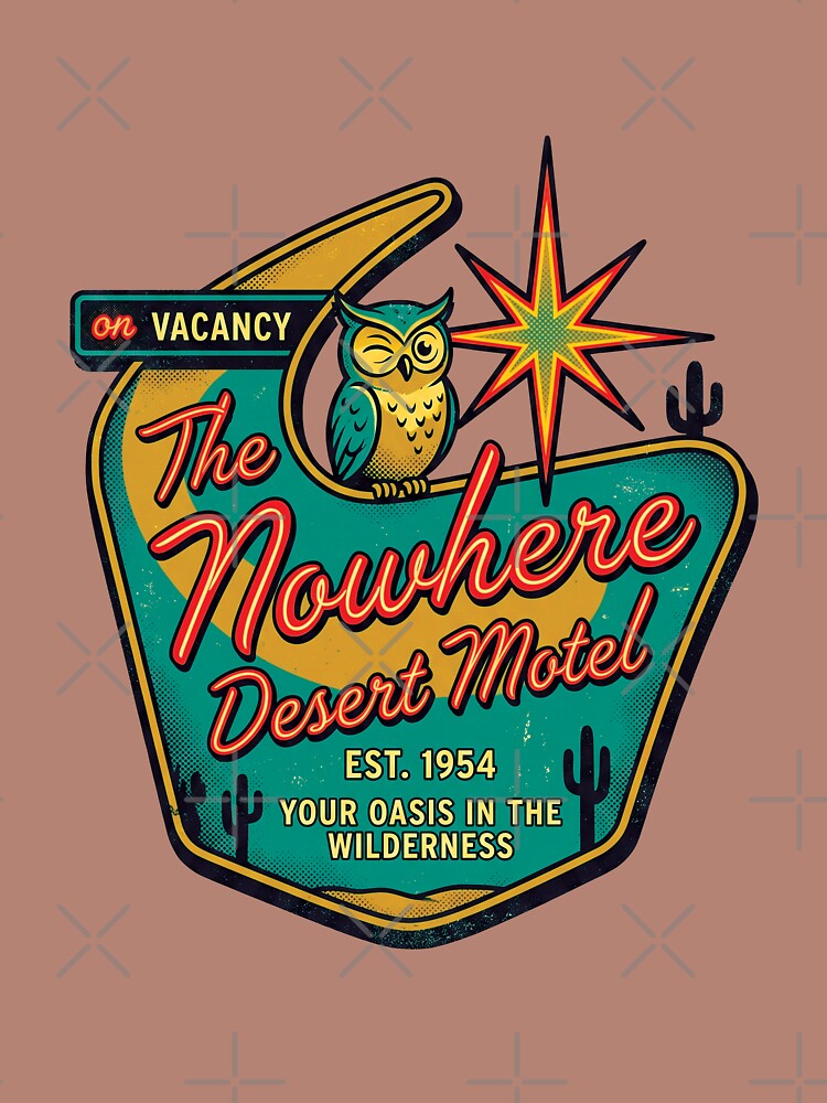 Nowhere Desert Motel Retro Shirt, Vintage Desert Roadtrip Tee, Retro Motel Sign Graphic Shirt, Mid Century Travel Aesthetic Tee, Retro Southwest Vacation Shirt by KAYJAY DESIGNS