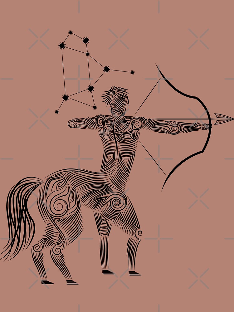 Sagittarius Zodiac Constellation Black Line Art by JAMerArc