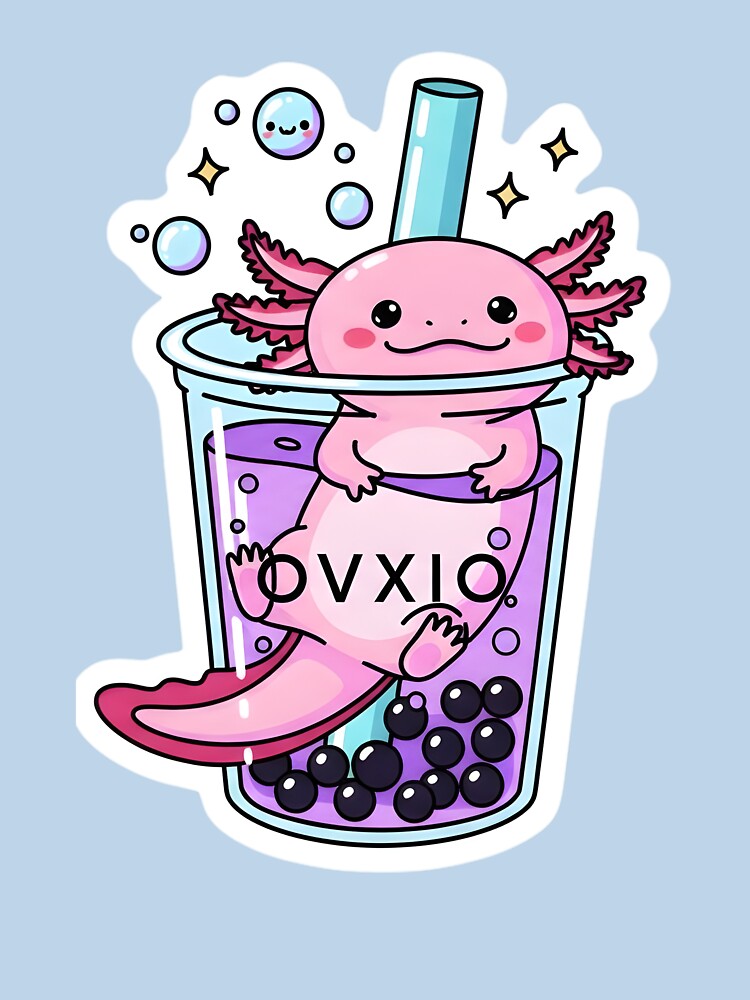 Axolotl Boba Tea | Kawaii Pink Bubble Tea Aesthetic by OVXIO