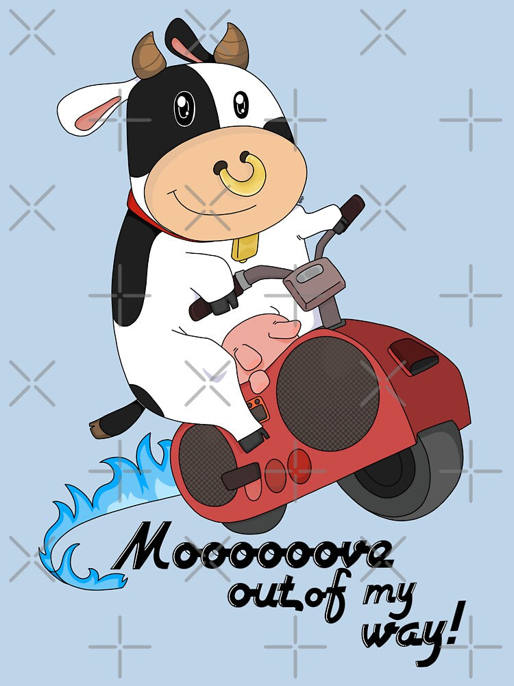 Cow Racer Sticker by LittleRockArt