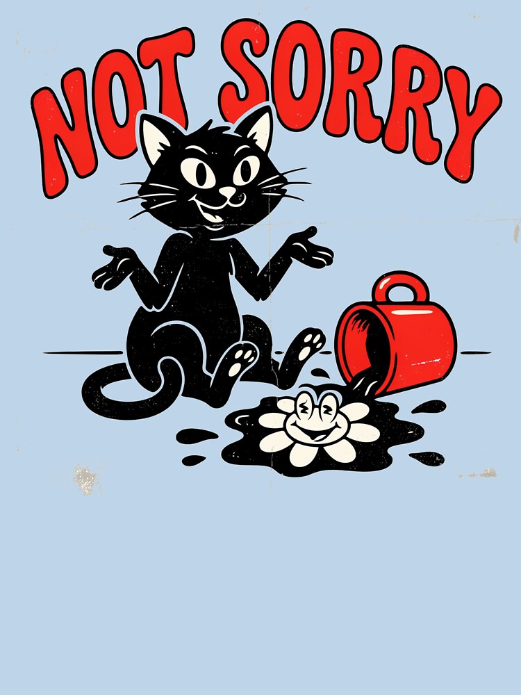 Not Sorry Funny Retro 70s Coffee Cat by wyzin39