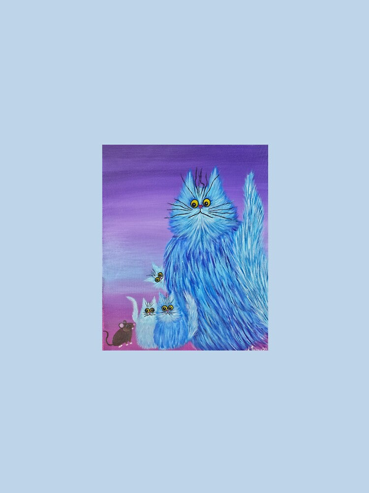 Fluffy Blue Cats Meet a Curious Mouse by Anna Lachman Designs