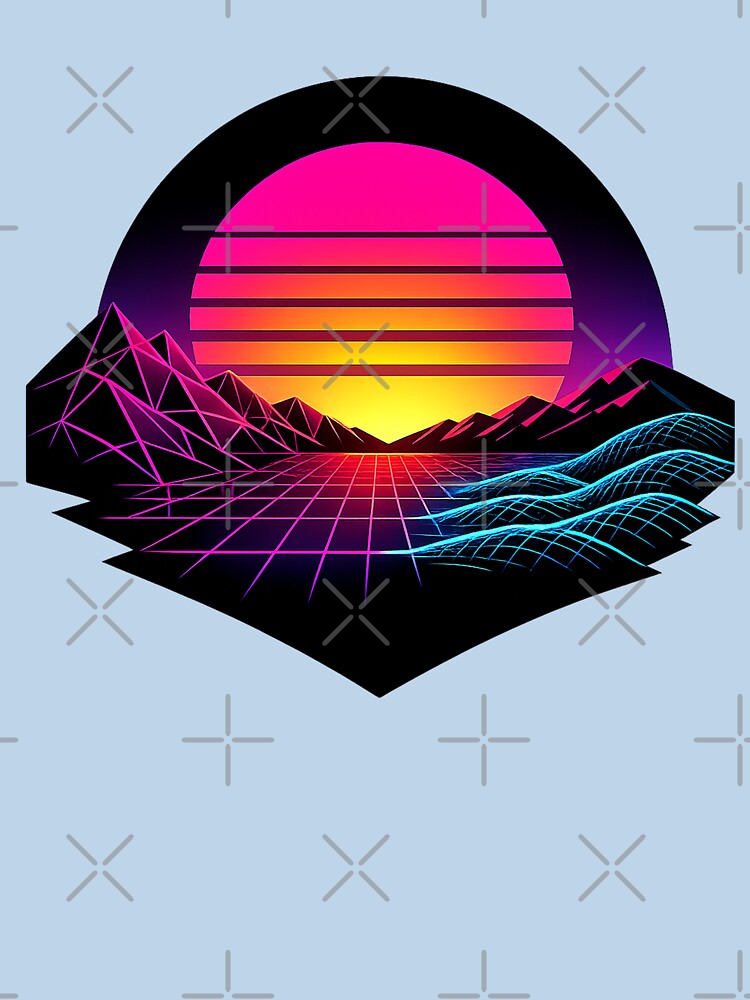 Neon Horizon Gridwave Sunset by slikar
