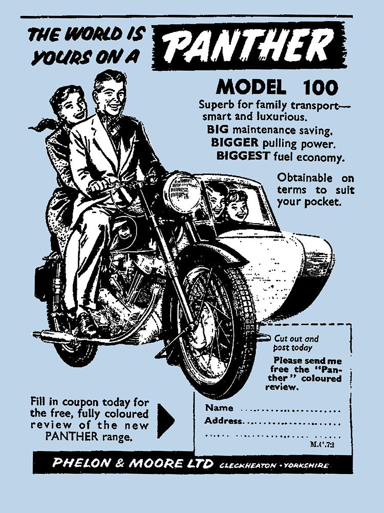 PANTHER MOTORBIKE AND SIDECAR - ADVERT by ThrowbackAds