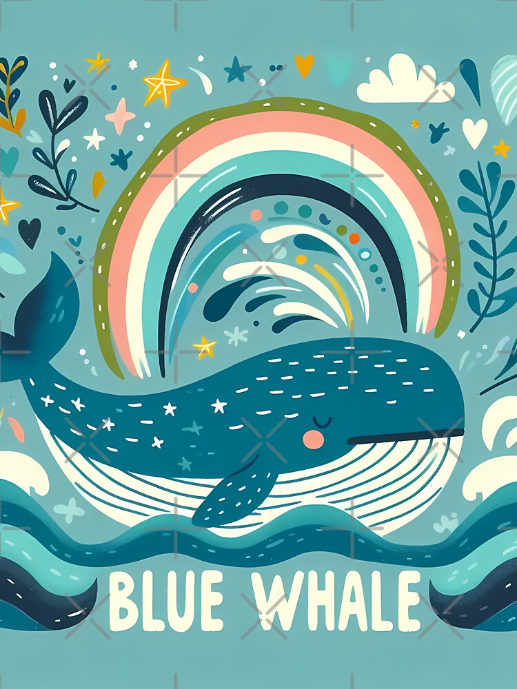 Blue Whale - Hope for Wildlife Scandinavian Folk Art by heidiannemorris © by FOLK ART FUSION by heidiannemorris