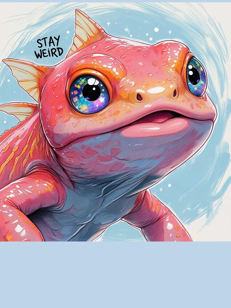 Stay Weird Axolotl – Cute Pink Amphibian Quote Art by CharlieMakes