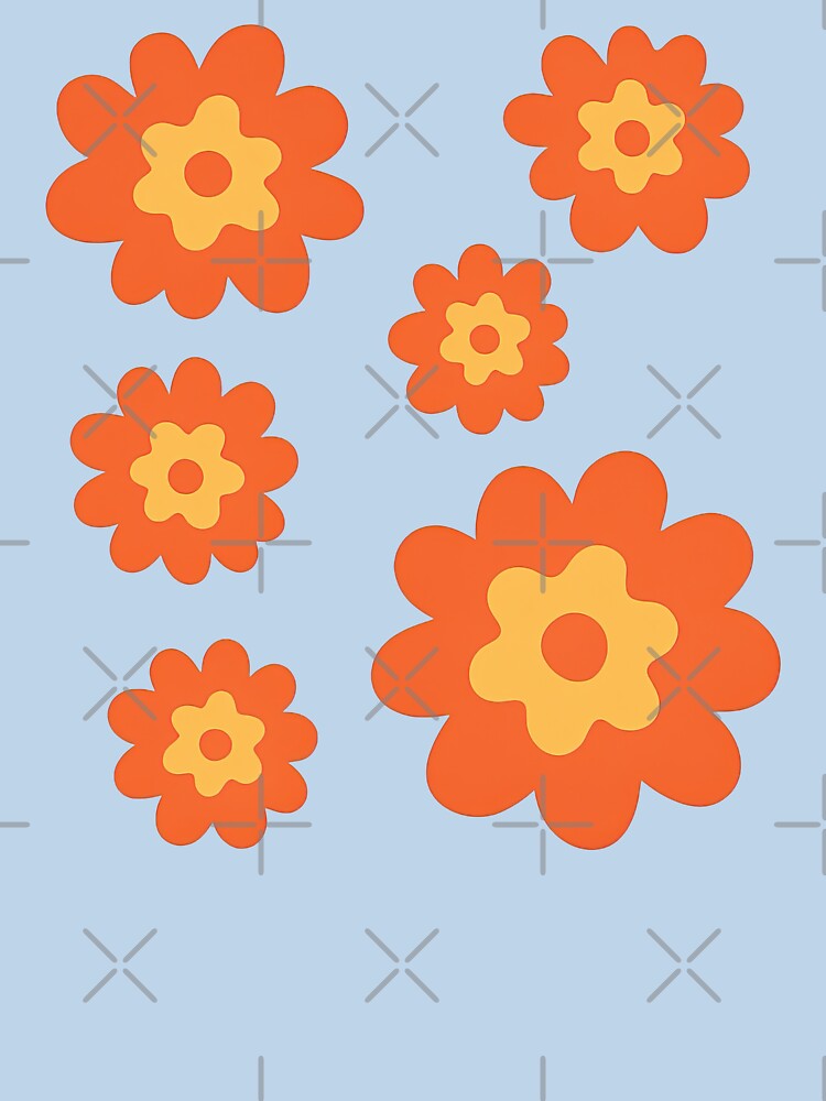 Retro Orange and Yellow Flower Power Pattern by ArtfulWeave