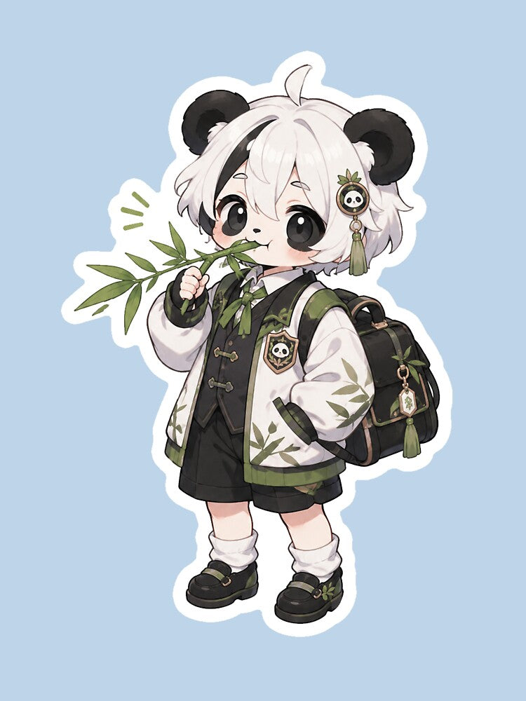 The panda girl eats bamboo by HD3284