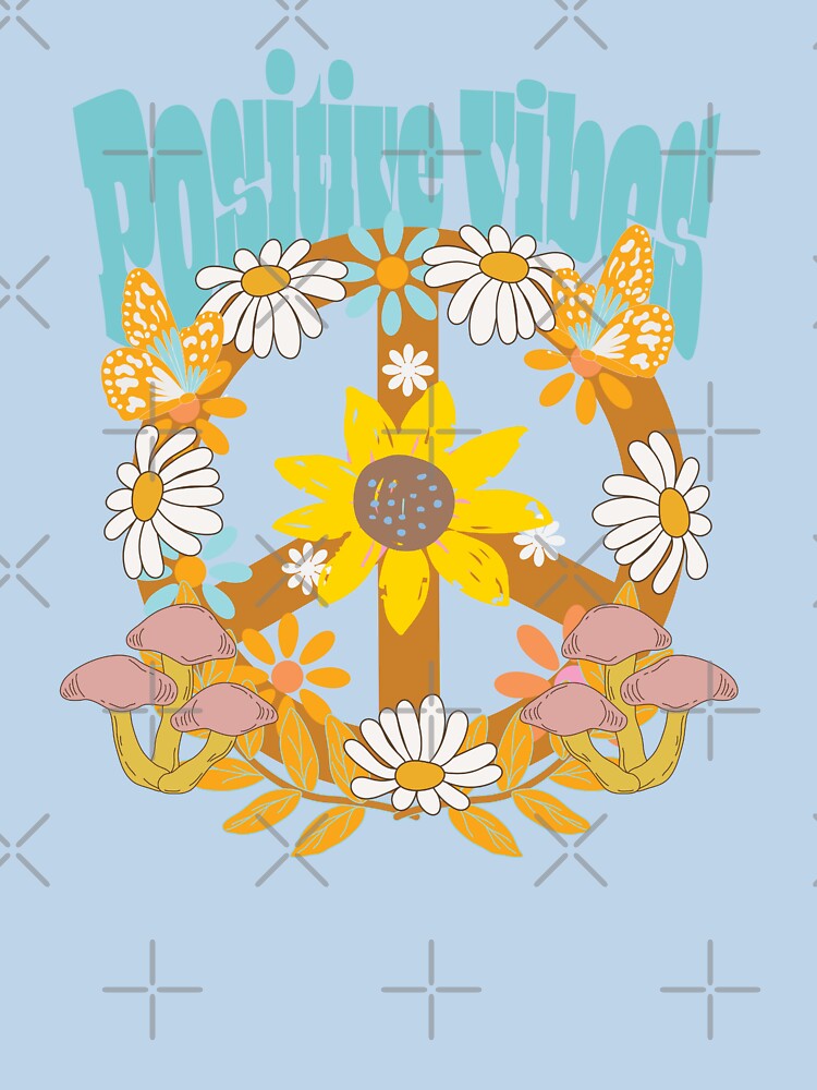 positive vibes retro flowers groovy hippie by DESIGNIRIS