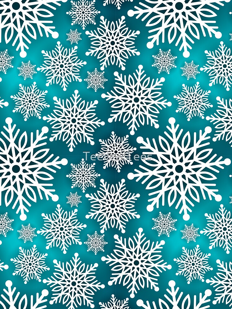 White Snowflake and Turquoise Christmas Paper Pattern by TeeGeeTees