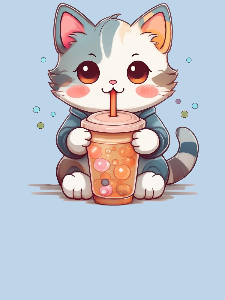 Kawaii Cat Drinking Bubble Tea by 100Sunsets
