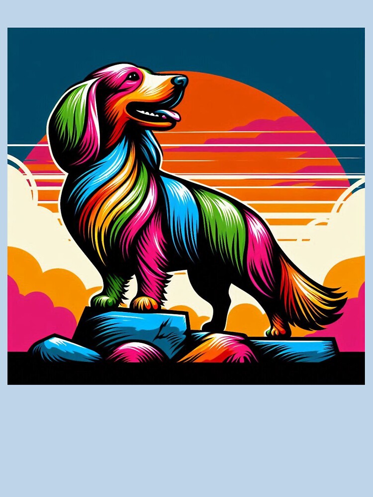 Neon Dachshund – Retro Sunset Design by Dogandesighn
