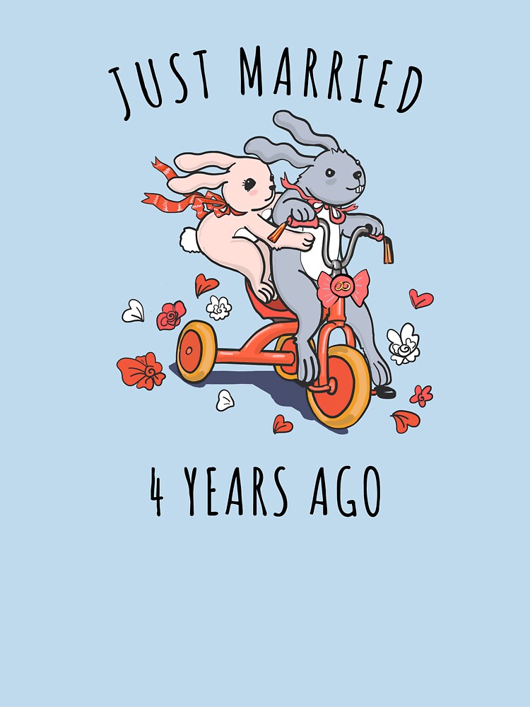 Just Married 4 Years Ago - 4th Anniversary Couple Bunnies Tee, Phone Cases And Other Gifts by MemWear