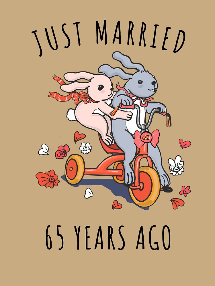 Just Married 65 Years Ago - 65th Anniversary Couple Bunnies Tee, Phone Cases And Other Gifts by MemWear