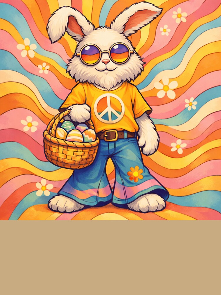 Groovy Hippie Easter Bunny – Psychedelic 70s Rabbit by DPSz